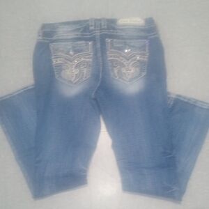 Rock Revival Denim Jeans with Embellished Pockets